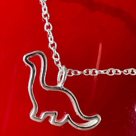 Sterling Silver Dainty Dinosaur Necklace - Picture 16 of 16